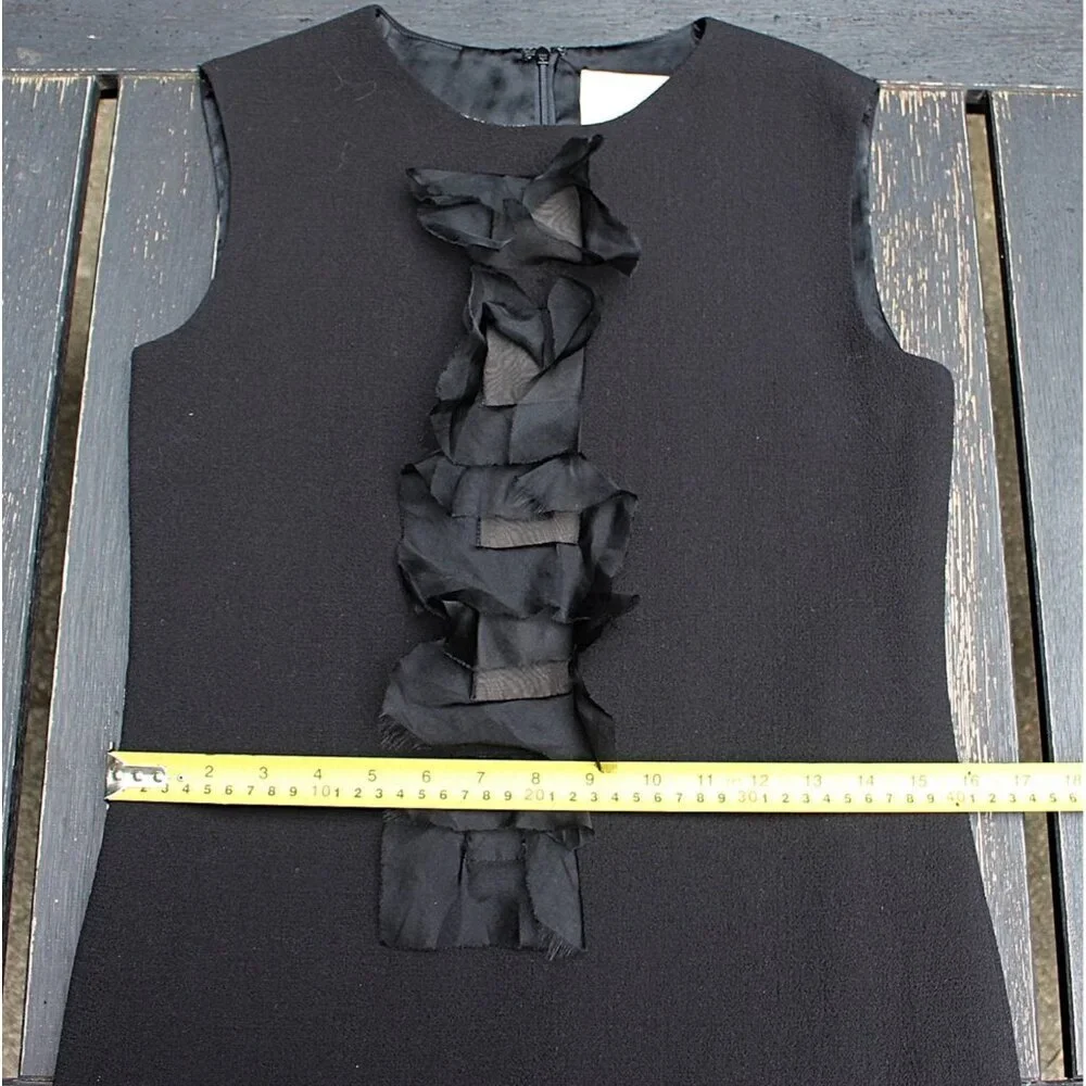 Olivine Gabbro - Sleeveless Wool Sheath Dress with Silk Organza Accents, size 4 - Picture 7 of 15